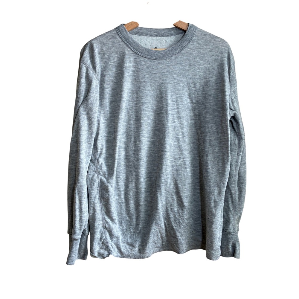 Indera Dual Layer Thermal Long Sleeve Shirt Large Gray Mens Merino Wool Blend